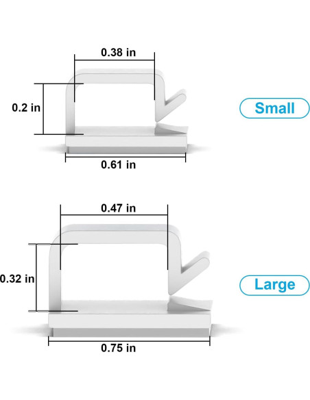 100 Clips Adhesivos para Cables TidyHelper - Pequeños y Grandes