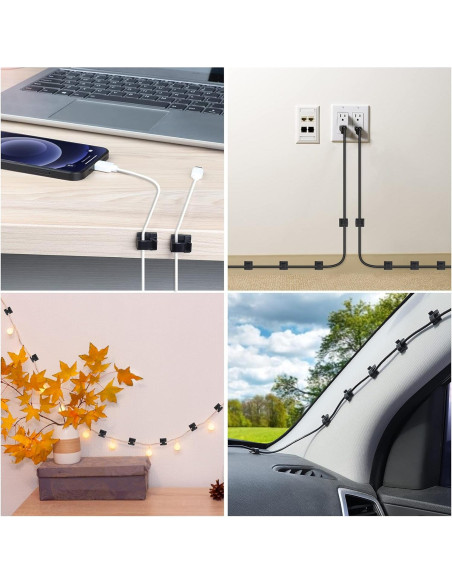 100 Clips Adhesivos para Cables TidyHelper - Pequeños y Grandes