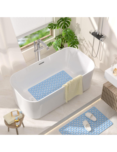 Alfombrilla de Baño Antideslizante HITSLAM 71x38 cm Azul