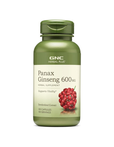 GNC Herbal Plus Ginseng Panax 600mg 100 Cápsulas Vitalidad
