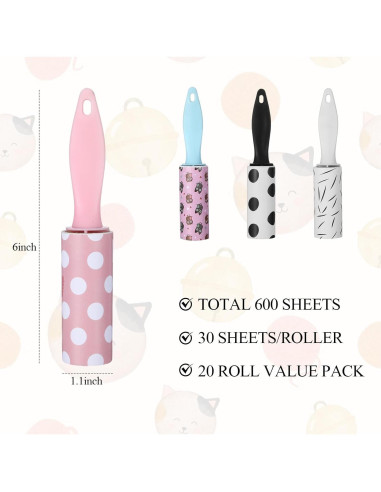 20 Mini Rodillos Quitapelusas Maahongh para Viaje 600 Hojas