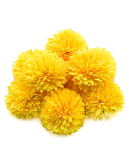 10 Piezas de Crisantemos Artificiales Amarillos Silllule 7cm