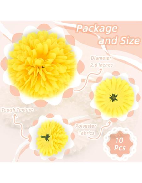 10 Piezas de Crisantemos Artificiales Amarillos Silllule 7cm
