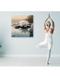 Cuadro Lienzo Zen Loto Blanco KBIERQN 30.48x30.48cm 2