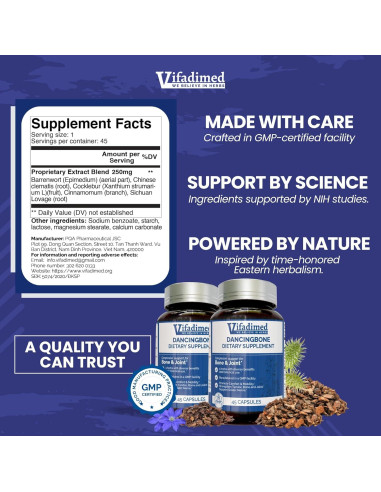 Suplemento Herbal Vifadimed para Articulaciones y Circulación 90 Cápsulas