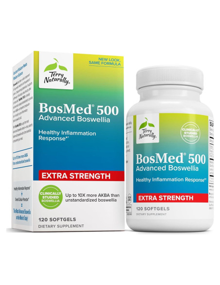 Terry Naturally BosMed 500 - Suplemento de Boswellia Serrata 120 Cápsulas