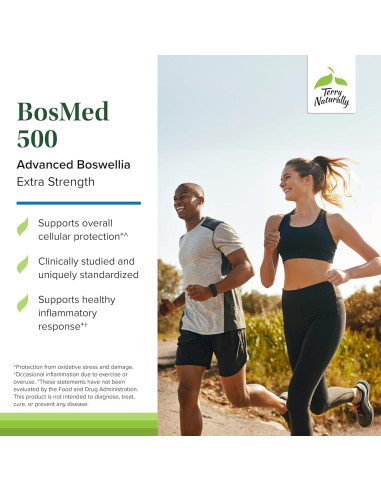 Terry Naturally BosMed 500 - Suplemento de Boswellia Serrata 120 Cápsulas