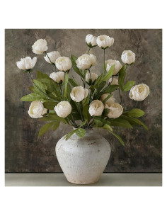 6 Ramas de Peonía Artificial VIERENA 68.58 cm Seda Crema