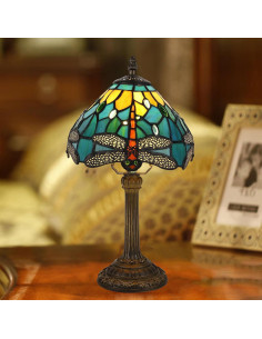 Lámpara de Mesa Tiffany Fumat Libélula Azul 20x38 cm LED 2