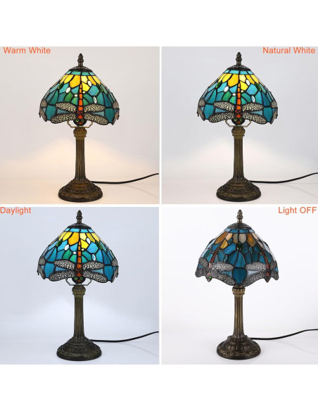Lámpara de Mesa Tiffany Fumat Libélula Azul 20x38 cm LED