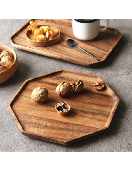Juego de 2 Bandejas de Madera de Acacia Renawe 25 cm