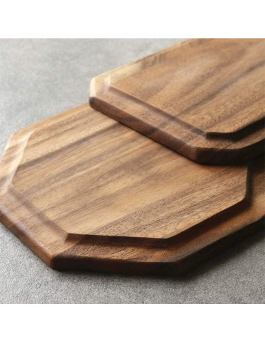 Juego de 2 Bandejas de Madera de Acacia Renawe 25 cm