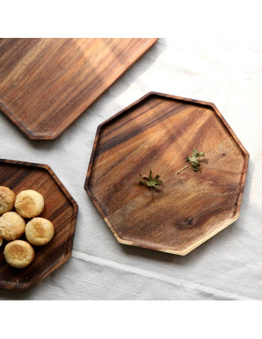 Juego de 2 Bandejas de Madera de Acacia Renawe 25 cm