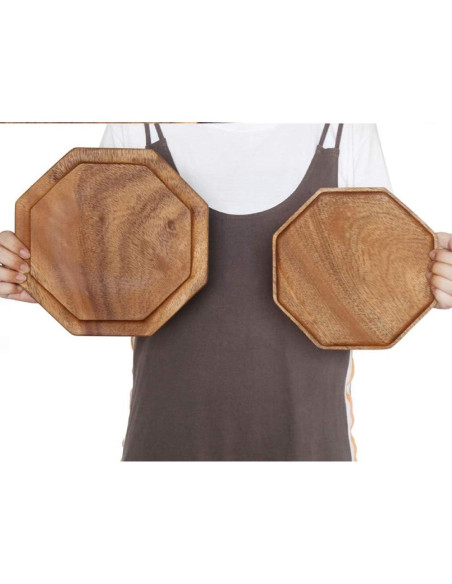 Juego de 2 Bandejas de Madera de Acacia Renawe 25 cm