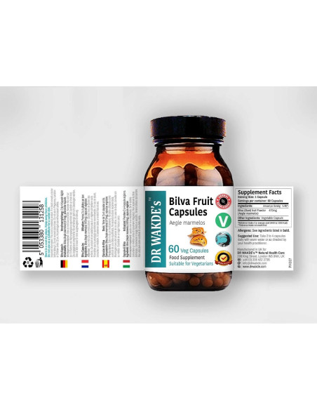 Cápsulas de Fruta Bael DR WAKDE 60 Veganas 100% Herbal