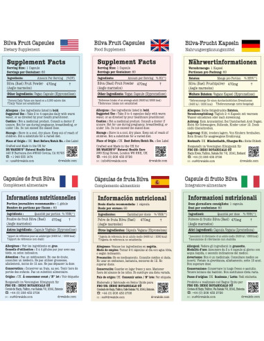 Cápsulas de Fruta Bael DR WAKDE 60 Veganas 100% Herbal