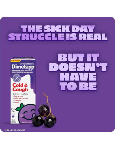 Dimetapp para Niños 236.6 ml - Alivio Resfriado y Tos Sabor Uva