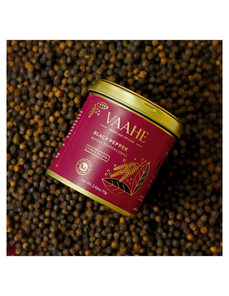 Pimienta Negra Entera VAAHE 70g - Origen Kerala, 100% Pura