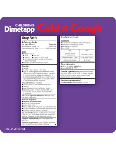 Dimetapp para Niños 236.6 ml - Alivio Resfriado y Tos Sabor Uva