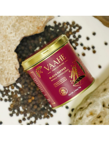 Pimienta Negra Entera VAAHE 70g - Origen Kerala, 100% Pura