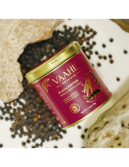 Pimienta Negra Entera VAAHE 70g - Origen Kerala, 100% Pura