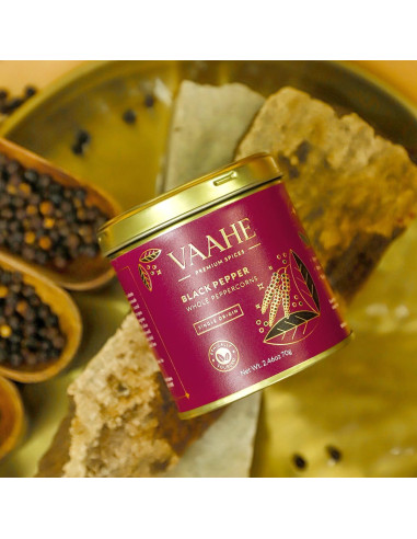 Pimienta Negra Entera VAAHE 70g - Origen Kerala, 100% Pura