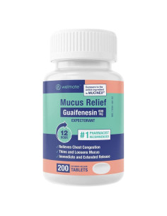 WELMATE Guaifenesina 600mg Expectorante 200 Tabletas Alivio Tos
