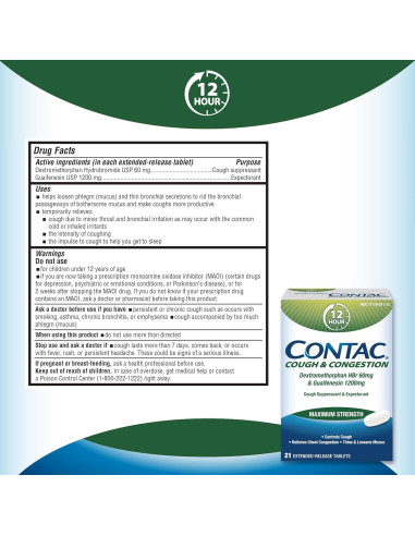 Contac Tos y Congestión 12 Horas - Tabletas 21 Unidades
