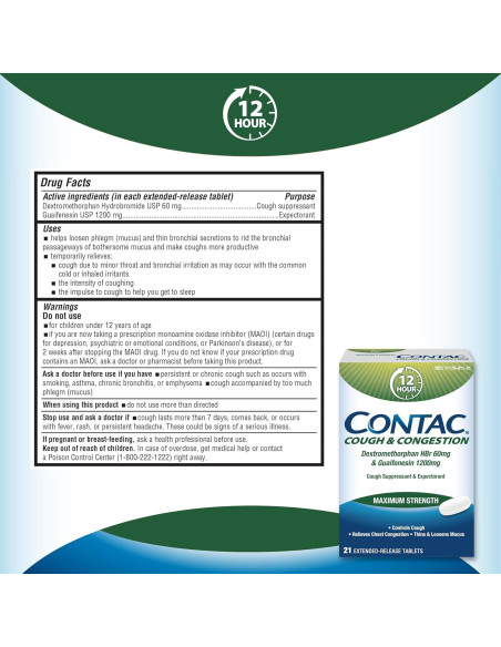Contac Tos y Congestión 12 Horas - Tabletas 21 Unidades