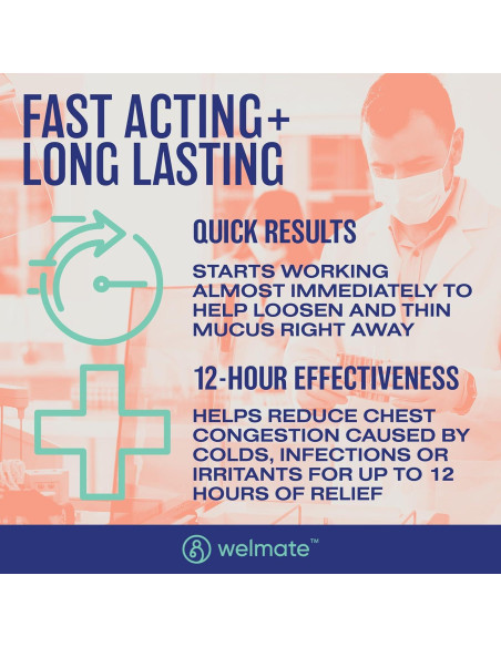 WELMATE Guaifenesina 600mg Expectorante 200 Tabletas Alivio Tos