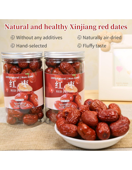 Dátil Rojo Jujube Wanhua Hall 500g Fruta Seca Dulce Natural