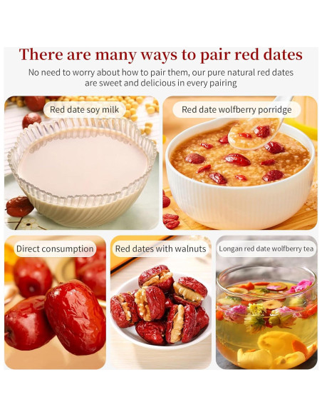 Dátil Rojo Jujube Wanhua Hall 500g Fruta Seca Dulce Natural
