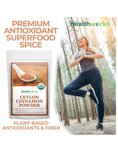 Polvo de Canela de Ceilán Orgánica Healthworks 453.6 g - Crudo, Keto, Vegano