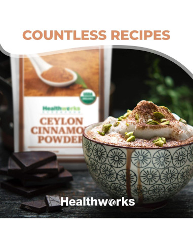 Polvo de Canela de Ceilán Orgánica Healthworks 453.6 g - Crudo, Keto, Vegano