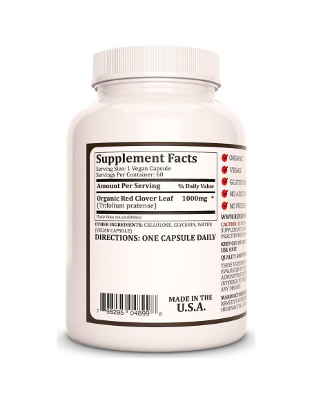 Cápsulas de Hoja de Trébol Rojo Remedy's Nutrition 1000 mg 60 Unidades