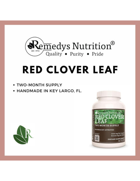 Cápsulas de Hoja de Trébol Rojo Remedy's Nutrition 1000 mg 60 Unidades