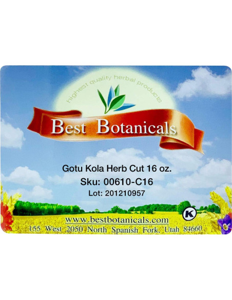 Hierba Gotu Kola Cortada Orgánica Mejores Botánicos 0.50 kg