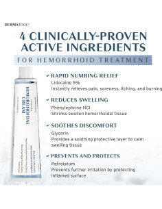 Crema Avanzada para Hemorroides DERMATOOL 5% Lidocaína 42g 2