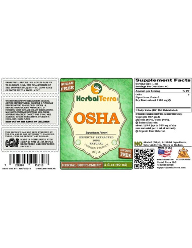 Extracto Líquido de Osha Sin Alcohol Herbal Terra 60 ml