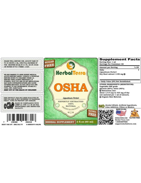 Extracto Líquido de Osha Sin Alcohol Herbal Terra 60 ml