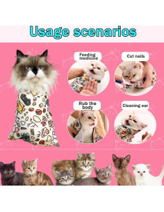 Envoltura para Gatos AGPVZUQL con Cortauñas y Lima, L y XL 2