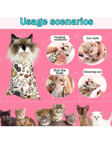 Envoltura para Gatos AGPVZUQL con Cortauñas y Lima, L y XL