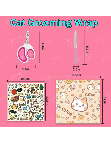 Envoltura para Gatos AGPVZUQL con Cortauñas y Lima, L y XL