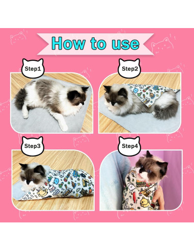 Envoltura para Gatos AGPVZUQL con Cortauñas y Lima, L y XL