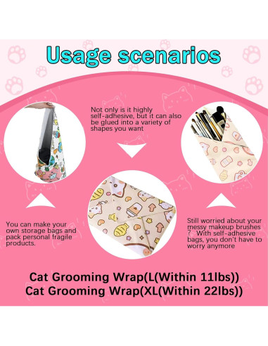 Envoltura para Gatos AGPVZUQL con Cortauñas y Lima, L y XL