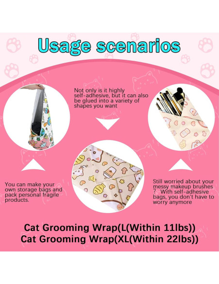 Envoltura para Gatos AGPVZUQL con Cortauñas y Lima, L y XL