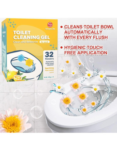 Gel Limpiador de Inodoro Simple Life - 32 Sellos Aroma Floral