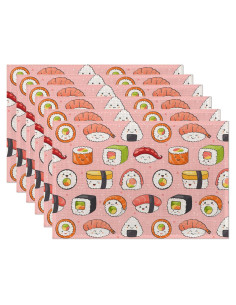 Juego de 6 manteles individuales CIAIDU rosa japonés 30x45 cm