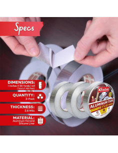 Cinta de Aluminio XFasten 1" x 151.2m 3-Pack para HVAC 2