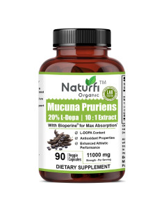 Extracto de Mucuna Pruriens 10:1 Naturfi Orgánico 11000 mg 90 Cápsulas Veganas